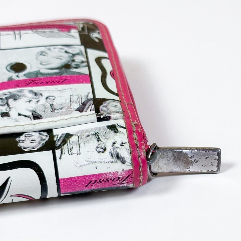 Fossil Liza Pop Art Zip Around Wallet Pink - Picture 6 of 12